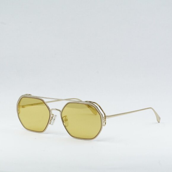 Fendi FE40039U 10L Sunglasses Gold Geometric Frame, Yellow Mirror Lenses main image 11